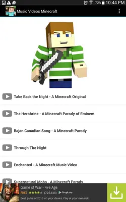 Music Videos Minecraft android App screenshot 0